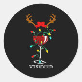 Sticker Rond Funny Reindeer Winedeer Reinbeer Matching Couples  (Devant)