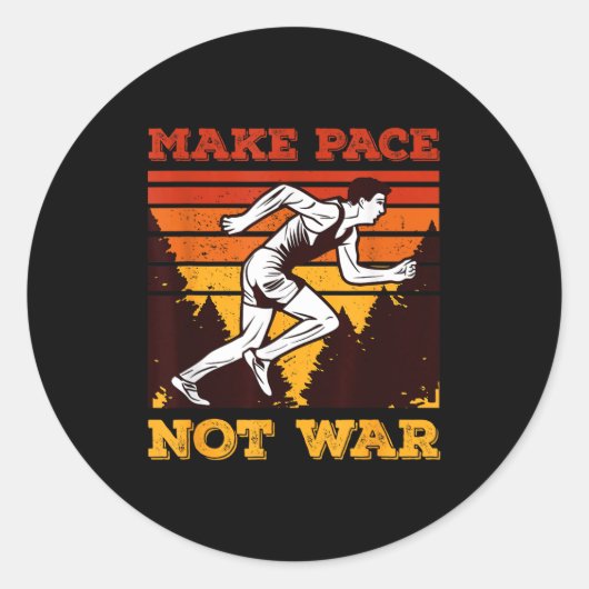 Sticker Rond Funny Retro Runner Running Quote Gift - Make Pace (Devant)