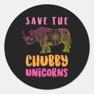 Sticker Rond Funny Rhino Sauver Chubby Unicorns Droits des anim