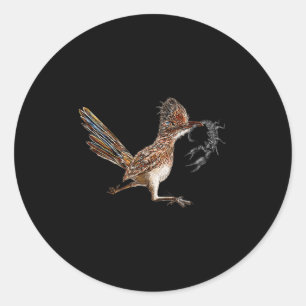 Sticker Rond Funny Roadrunner Scorpion Road Runner Bird Hunter