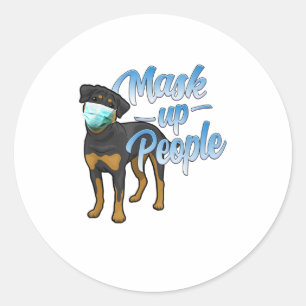 Sticker Rond Funny Rottweiler chien porter visage Masque de vis
