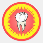 Sticker Rond Funny Rouge Blanc Jaune Extrait Molaire Starburst (Devant)