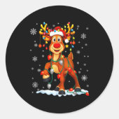Sticker Rond Funny Rudolph Reindeer Pjs Pajamas Christmas Men W (Devant)