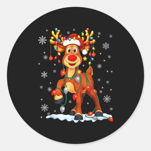 Sticker Rond Funny Rudolph Reindeer Pjs Pajamas Christmas Men W (Devant)
