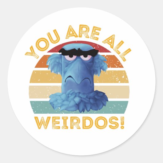 Sticker Rond Funny Sam Eagle Vous êtes tous Weirdos Cadeau (Devant)