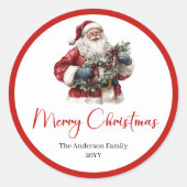 Sticker Rond Funny Santa Claus Gift Label for Christmas Party (Devant)