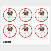 Sticker Rond Funny Santa Claus Gift Label for Christmas Party (Feuille)