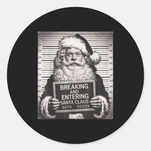 Sticker Rond Funny Santa Claus Mugshot Christmas – Santa Xmas  (Devant)