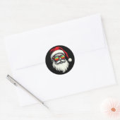 Sticker Rond Funny Santa Face Retro Sunglasses Christmas  (Enveloppe)