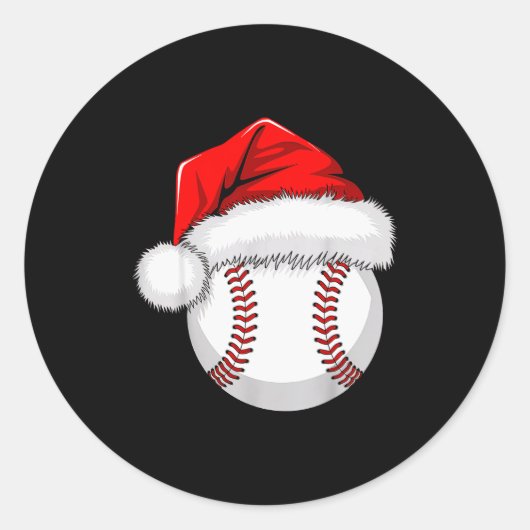 Sticker Rond Funny Santa Hat Xmas Srt Lover Christmas Baseball (Devant)