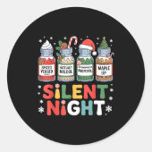 Sticker Rond Funny Santa Profol Silent Night Icu Nurses Merry C (Devant)
