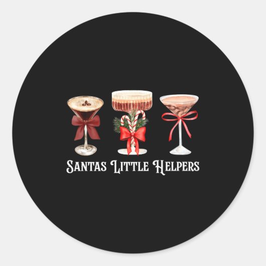 Sticker Rond Funny Santa's Little Helper Martini Tail Merry Chr (Devant)