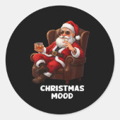 Sticker Rond Funny Sarcastic Santa Smoking And Drinking “christ (Devant)