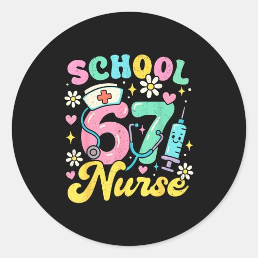 Sticker Rond Funny School Nurse 67 Cute Medical Meme Design  (Devant)