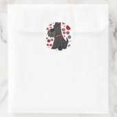 Sticker Rond Funny Scottish Terrier and Circles Art (Sac)