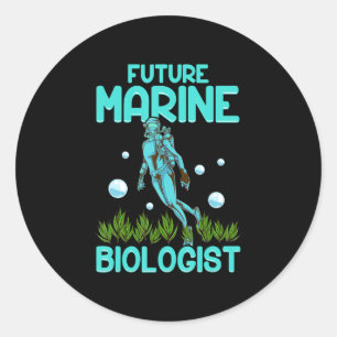 Sticker Rond Funny Scuba Diving Gift Dive Biology Future Marine