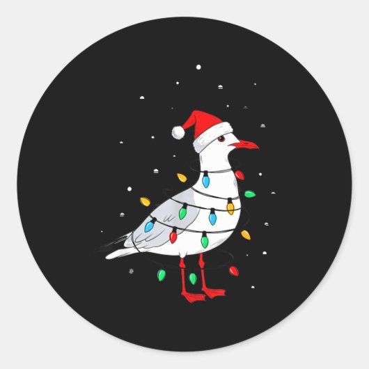Sticker Rond Funny Seagull Bird Christmas Animal Lover  (Devant)