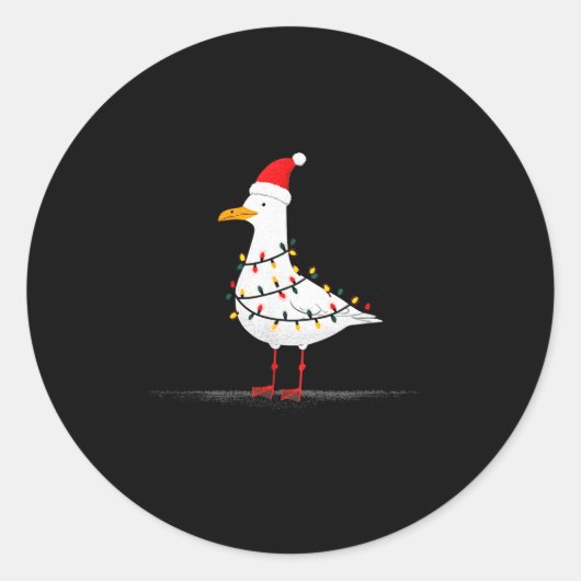 Sticker Rond Funny Seagull Christmas Graphics Animal Lights Lov (Devant)