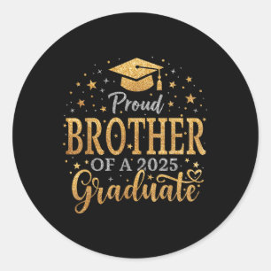 Sticker Rond Funny Senior Fier Frère D'Un Cl De 2025 Graduat