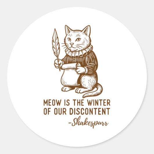 Sticker Rond Funny Shakespeare Quote Cat Shakespurr  (Devant)