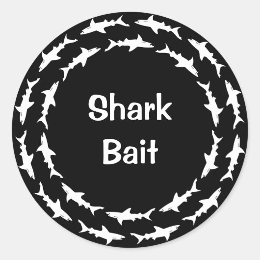 Sticker Rond Funny Shark Bait Circling School of Sharks (Devant)