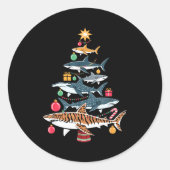 Sticker Rond Funny Shark Christmas Tree  (Devant)