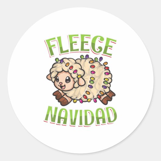 Sticker Rond Funny Sheep Fleece Navidad Christmas (Devant)