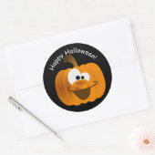 Sticker Rond Funny Silly Emoji Citrouille Halloween (Enveloppe)
