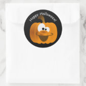 Sticker Rond Funny Silly Emoji Citrouille Halloween (Sac)