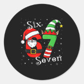 Sticker Rond Funny Six Seven 6 7 Meme Christmas Santa Elf Numbe (Devant)