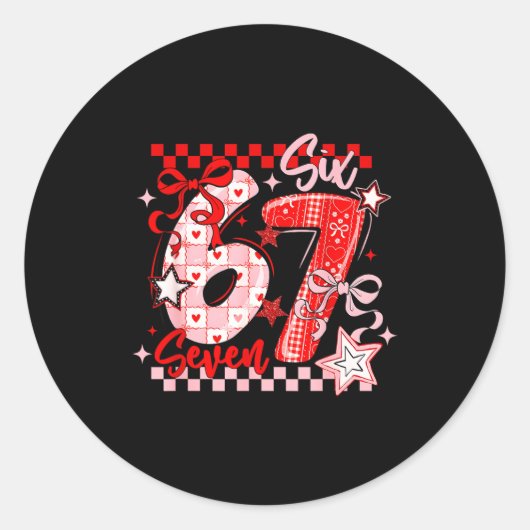 Sticker Rond Funny Six Seven 6 7 Meme Valentine Girl  (Devant)