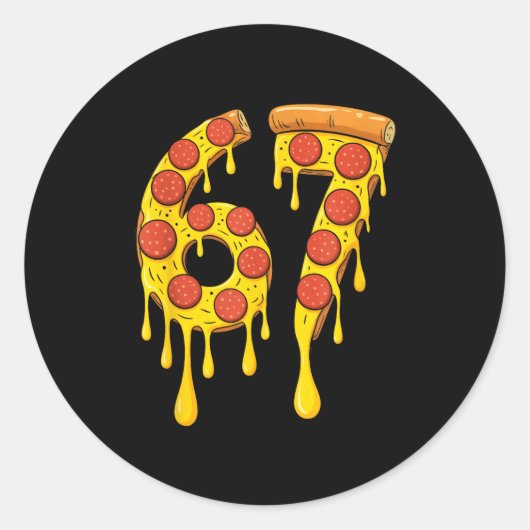 Sticker Rond Funny Six Seven Zza 67 Number (Devant)