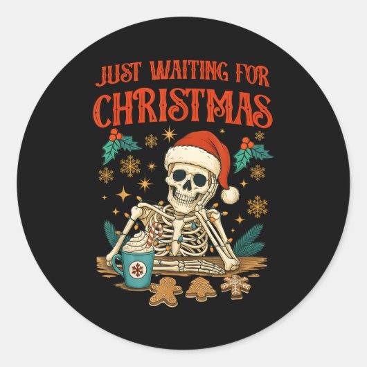 Sticker Rond Funny Skeleton Christmas (Devant)