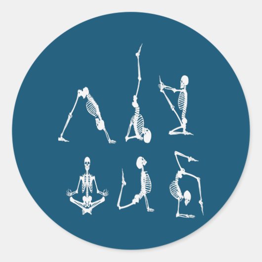 Sticker Rond Funny skeleton ding yoga pose Men Women  (Devant)