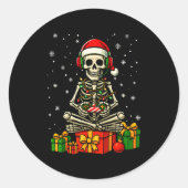 Sticker Rond Funny Skeleton Game Controller Xmas Lights Men Wom (Devant)