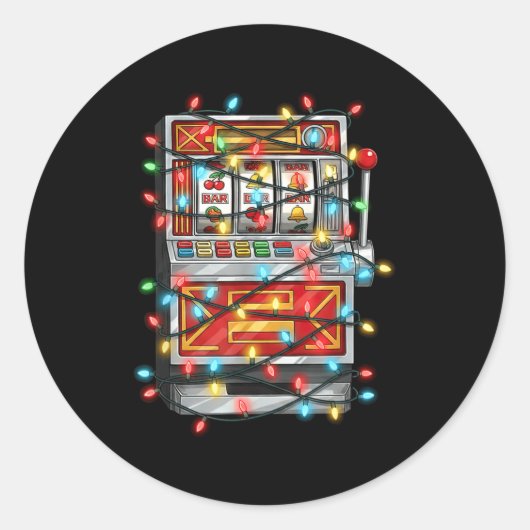 Sticker Rond Funny Slot Machine Christmas Graphics Lights Lover (Devant)