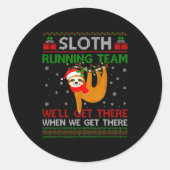 Sticker Rond Funny Sloth Running Team Xmas Lights Ugly Sloth Ch (Devant)