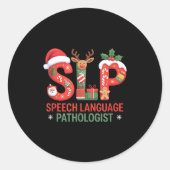 Sticker Rond Funny Slp Christmas Speech Language Pathologist Ho (Devant)