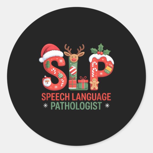 Sticker Rond Funny Slp Christmas Speech Language Pathologist Ho (Devant)