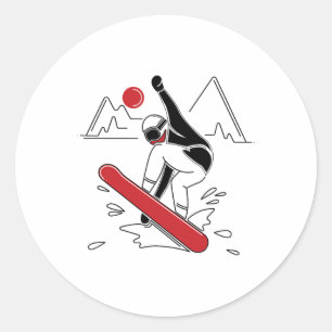 Sticker Rond Funny Snowboard - Amateurs de snowboard Cadeau