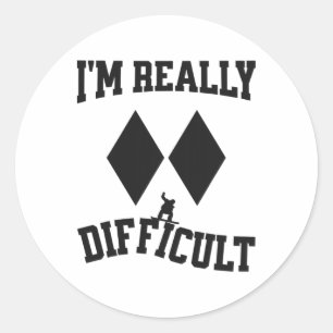 Sticker Rond Funny Snowboarder Double Diamants Noirs Je suis Vr