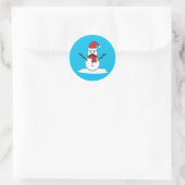 Sticker Rond Funny Snowman avec Moustache et carotte (Sac)