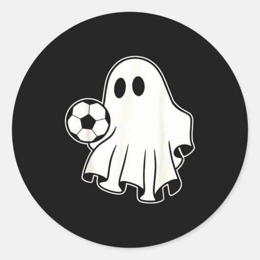 Sticker Rond Funny Soccer Ghost Playing Soccer Lovers Halloween (Devant)