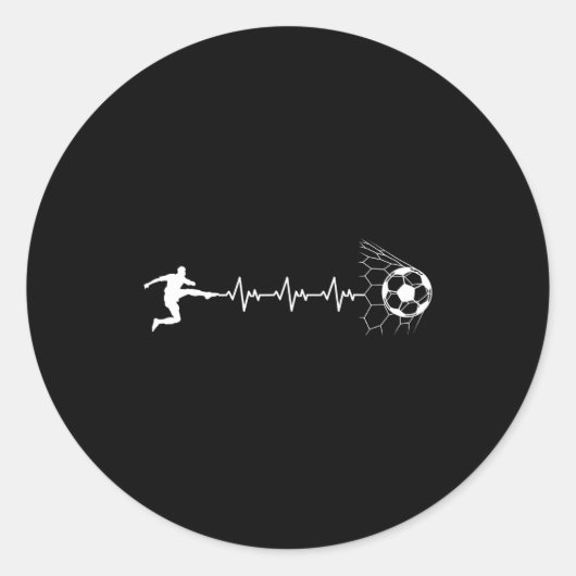 Sticker Rond Funny Soccer Player Heart Pulse Graphic Srt Footba (Devant)