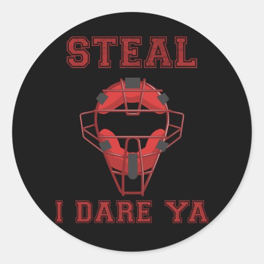 Sticker Rond Funny Softball Catcher Voler Humour Baseball (Devant)