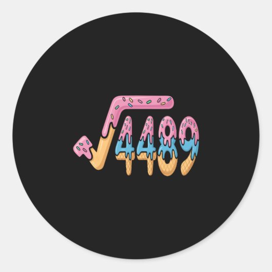Sticker Rond Funny Square Root 4489 Funny 67 Math Ice Cream Mem (Devant)