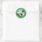 Sticker Rond Funny St. Patrick's Day Irlandais et chien sourian (Sac)