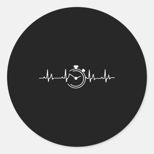 Sticker Rond Funny Stopwatch Coach Heartbeat Pulse (Devant)