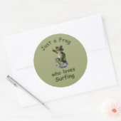 Sticker Rond Funny surf Kawai grenouille (Enveloppe)
