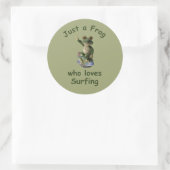 Sticker Rond Funny surf Kawai grenouille (Sac)